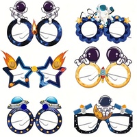 Décorations de fête spatiales Lunettes d'astronaute Masques en carton blanc Accessoires photo Lot de 6 formes de lune pour fournitures d'anniversaire pour enfants