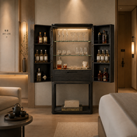 Armoire moderne en rotin à 2 portes avec étagère inférieure ouverte, armoire haute en bois pour chambre à coucher, salon, entrée et mobilier de maison