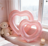 Bouée de natation gonflable en PVC en forme de cœur KLAND, très vendue, avec paillettes à l'intérieur, pour femmes