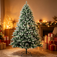 Sapin de Noël classique de haute qualité en cèdre vert, pré-éclairé avec lumières LED multicolores, montage facile, base stable