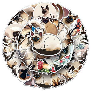 50 Uds. <span class=keywords><strong>Precio</strong></span> al por mayor pegatinas personalizadas impermeables decorativas para ordenador portátil bonitas pegatinas <span class=keywords><strong>de</strong></span> animales <span class=keywords><strong>de</strong></span> gato siamés <span class=keywords><strong>de</strong></span> dibujos animados - Product Image 5