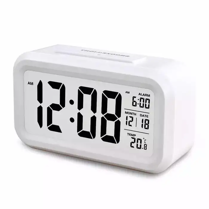 LCD Display Modern Smart Digital Alarm Clock Square Cube Sunrise Cool Small Led Digital Alarm Clock