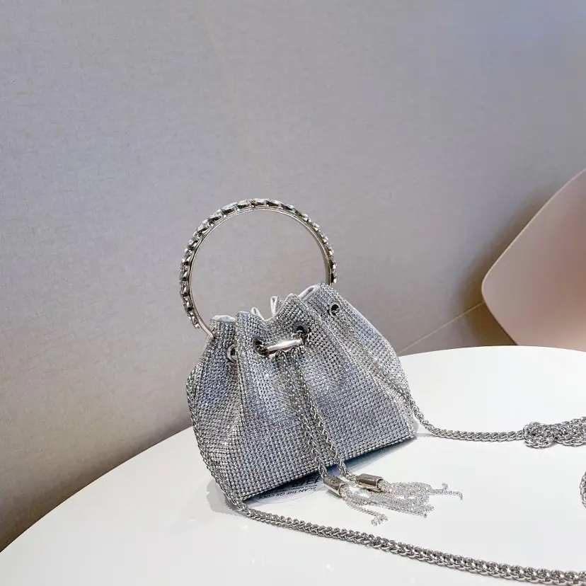 Fashion Chain Glitter Clutch Shoulder Bag Bling Full Rhinestone Evening Clutch Bags For Women