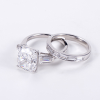 Ensemble de bagues MSR-1538 Platine 3,5 ct D VVS Coupe coussin allongée Diamants de laboratoire cultivés Certifiés IGI Bague de mariage pour femmes
