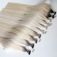 Icy Platinum Blonde Dark Blonde Roooted Micro Stick I Tip Pre-bonded Remy Virgin Cutícula intacta SDD Extensiones de cabello