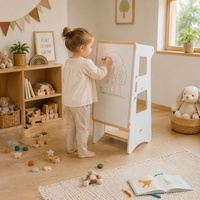 Meubles pour enfants Tolulo modernes, chaise haute pour bébé 4 en 1 en bois massif et table à dessin