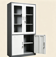 Armoire de rangement modulaire verrouillable en acier inoxydable ignifuge à 4 portes H1800W900D400mm pour bureau, classement de dossiers, école, supermarché