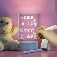 Tableau de Notes Acrylique Créatif LED Réinscriptible, Lampe de Nuit DIY, Cadeau LED 3D Vierge, Petit Tableau à Message avec Stylo