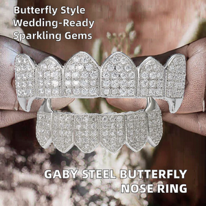 Gaby New Surgical Steel Classic Butterfly Nose <b>Rings</b> & Studs with Moissanite Silver/Gold Plated Gift Body Jewelry Wholesale - Product Image 2