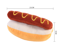 Vente chaude Chien Pet En Peluche Dessin Animé Mignon Résistant Aux Morsures Hot Dog Forme Nourriture Squeaky Jouet Grand Hot Dog Forme Mâcher Grinder Dents Jouet