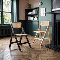Chaise de salle à manger pliante MULIGNA élégante en rotin et bois massif, chaise K avec dossier en rotin, meuble de salle à manger gain de place pour la maison