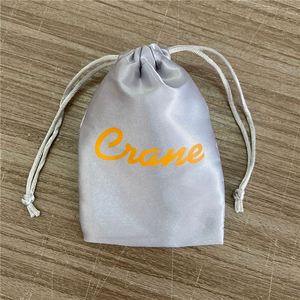 Customized <b>Cheap</b> Printed Mini Soft Silver Satin Drawstring <b>Gift</b> Pouch <b>Bag</b> for Jewelry Packaging - Product Image 4