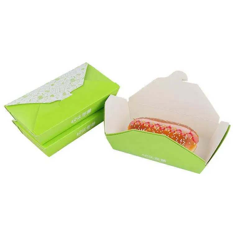 Disposable Paper Boxes for Hamburger and Hot Dog Takeaway Food Folding Packaging Solution