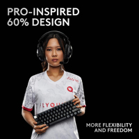 Teclado Inalámbrico para Juegos Logitech PRO X 60 LIGHTSPEED 60%, Interruptor Óptico Táctil Red Dot GX, LIGHTSYNC RGB, 1ms para Esports