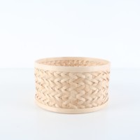 Panier de rangement rond tressé naturel en gros, petit panier cylindrique en copeaux de bois pour l'organisation de la chambre, de la salle de bain, du bureau et de la maison