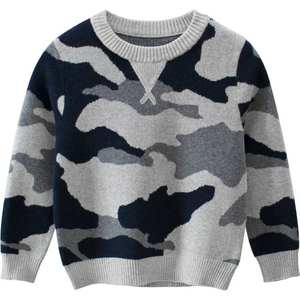 Vêtements d'hiver pour enfants, pull tricoté à motif camouflage pour garçon, vêtements d'extérieur en laine pour tout-petits, automne - Product Image 1