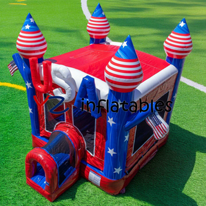 Château gonflable sur <span class=keywords><strong>le</strong></span> thème du drapeau américain, étoiles et rayures, château gonflable pour enfants, château gonflable commercial pour l'extérieur - Product Image 2