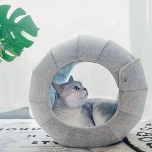 Nouveau Nid pour chat en feutre de daim naturel amusant, type grotte et tunnel, pour petits chiens, coussin semi-fermé, lavable en machine, pliable, pour la maison - Product Image 5
