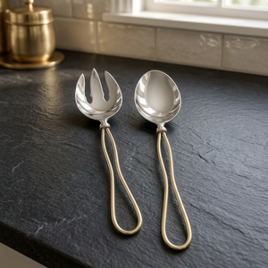 Juego de Cubiertos para Ensalada con Acabado Dorado, Cuchara y Tenedor Decorativos de Metal para Mesa de Comedor de Lujo, Decoración del Hogar y Vajilla de Restaurante - Product Image 3