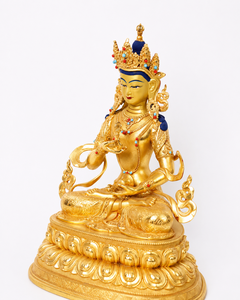 Statua di <span class=keywords><strong>Buddha</strong></span> Vajrasattva con Motivo a Nuvole, Moderna e Tradizionale, Scultura Religiosa in Ottone Placcato Oro Fatta a Mano per Casa, Giardino e Altare - Product Image 2