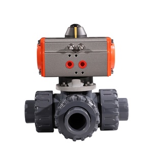 Válvula de Bola Neumática de Control de 3 Vías de PVC de Doble Unión - Product Image 1