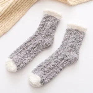 Vrouwen Gezellig Winter Slaap Bed Sokken Vloer Huis Pluizige Sokken Koraal Fluweel Fuzzy Kerst Sokken