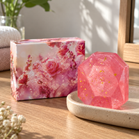 Savon en Gros à la Rose et à la Feuille d'Or 100g OEM & ODM Savon Artisanal à l'Huile Essentielle de Diamant Hydratant Éclaircissant pour le Corps