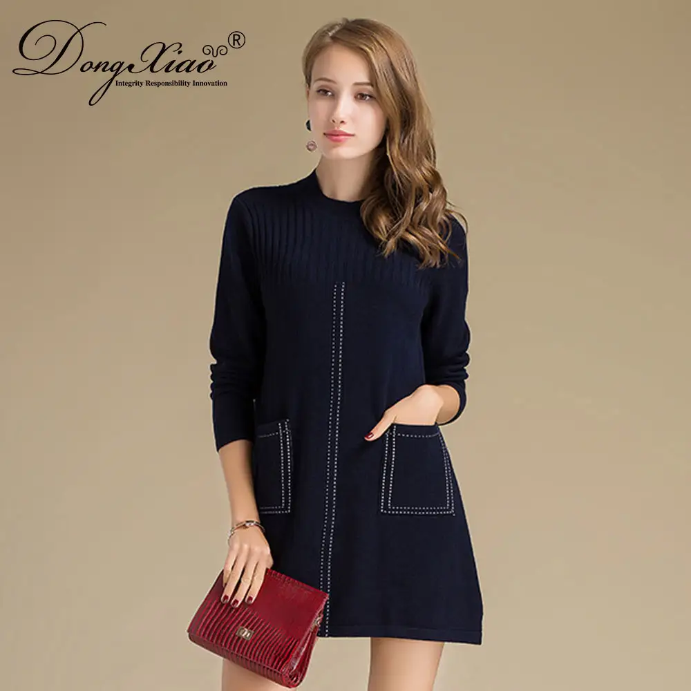 OEM Casual Long Woman Pullover High Quality Cashmere Wool Knit Sweater