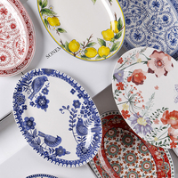 Ensemble d'assiettes ovales en céramique surdimensionnées, style américain, écologiques, pour fruits, plateau de thé, pour présentation décorative
