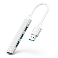 Hub USB 3.0 avancé à 4 ports en alliage d'aluminium, convertisseur USB 4-en-1 haute vitesse pour ordinateur portable, iPad, téléphone portable, disque dur