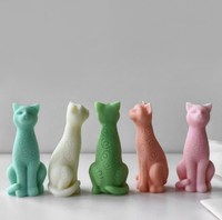 J-5134 cetakan silikon aromaterapi kucing imut 3D untuk pembuatan lilin beraroma lilin kue Dekorasi anak kucing lem gipsum cetakan ornamen gantung