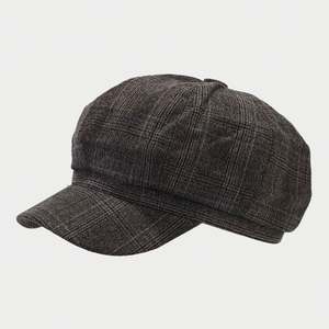 Gorra de Estilo Británico Retro a Cuadros para Mujer, Gorra de Moda Casual con Visera Corta, Gorra de Lona para Exteriores - Product Image 4
