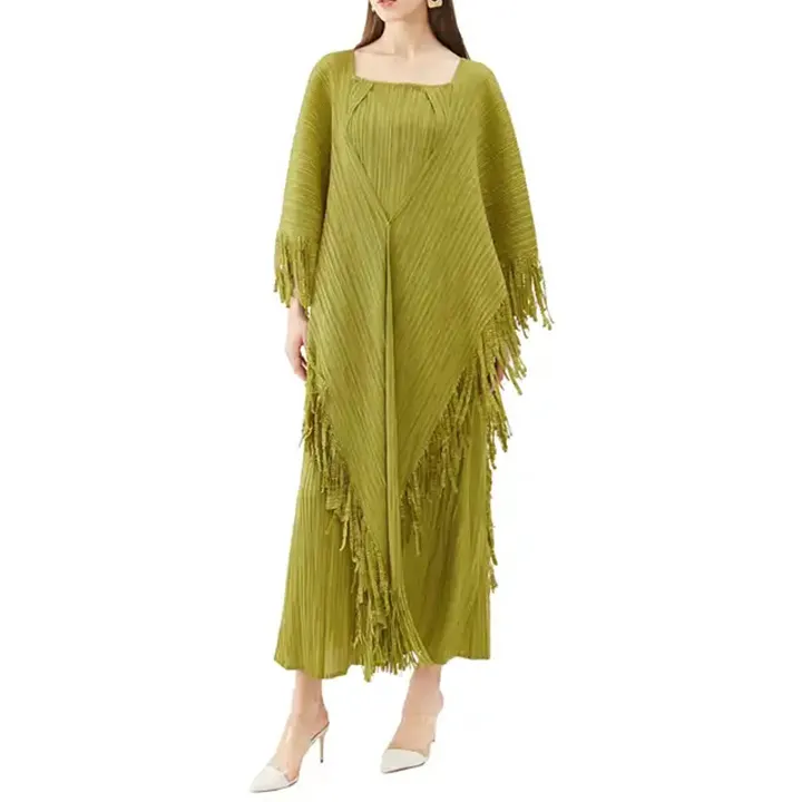 Summer New Arrivals Custom High Quality Style Pleated Skirt Casual Personality Oversized Loose Long Tassel Dress