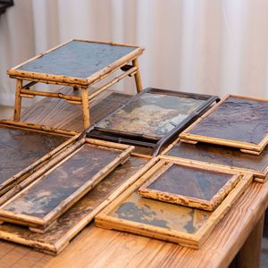Anji Meilu Bamboo Stone Tea Tray Natural Handmade Wabi Sabi Home Decoration Craft - Product Image 3