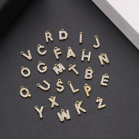 Hot Diy 26 Anglais Pendentif Plaqué Boucles D'oreilles Collier Accessoires Or Cadeau À La Mode Lettre Collier Zircon Cuivre Lettre Charme