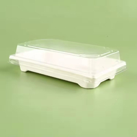 Plateau à sushi écologique en bagasse avec couvercle transparent pour la restauration – Emballage alimentaire recyclable