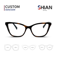 SHIAN SAO26 Monturas de Gafas Ópticas Unisex con Logotipo Personalizado, Modernas, Ligeras, Semi-Rimless, Estilo Ojo de Gato, Lentes de PC