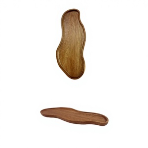 Plato de Madera de Acacia Resistente al Calor con Diseño Irregular y Natural, Plato de Madera de Sapele para Desayuno, Café, Hogar, Picnic, Tienda - Product Image 6