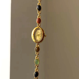 Nuovo Orologio <span class=keywords><strong>Vintage</strong></span> <span class=keywords><strong>da</strong></span> <span class=keywords><strong>Donna</strong></span>, Bracciale di Lusso di Alta Gamma con Gemme Colorate, Gioiello Retrò Personalizzato in Oro - Product Image 5
