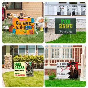 Panneau de jardin personnalisé avec piquet en H, double face, 18x24 pouces, décorations de jardin, signalisation pour les entreprises - Product Image 1