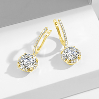 Boucles d'oreilles créoles en or 14K avec halo, couleur D, VVS, certifiées GRA, 2 carats, en moissanite, pour mariage et fiançailles, pour femme
