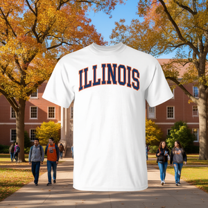 T-shirt vintage Illinois dal design retrò blu e arancione - Product Image 3