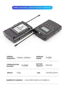 Système de guide audio bidirectionnel UHF 008B avec interphone de guide touristique sans fil pour événements multilingues - Product Image 4