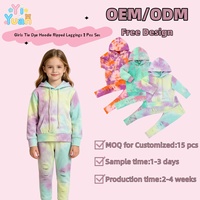Ensemble sweat à capuche et pantalon déchiré tie-dye pastel tendance pour filles – Tenue de séance photo pour enfants, personnalisable