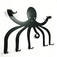 Leuke metalen wandhaak in octopusvorm - Decoratieve kapstok voor keukengerei, handdoeken, sleutels - Organizer met 8 haken