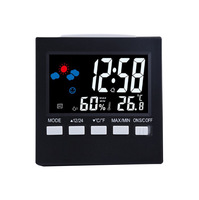Horloge numérique à calendrier perpétuel, réveil intelligent, rétroéclairage LED, affichage de la température et de l'humidité, écran couleur à commande vocale, plastique