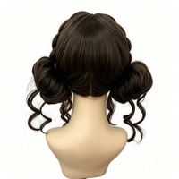 Perruque tressée double couche brun foncé avec longue frange et cheveux bouclés. Il est parfait pour le style Lolita et les jeux de rôle.
