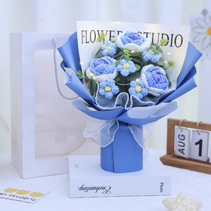 Navidad San Valentín Día de la Madre Regalos Rosa ganchillo Diy pequeña Margarita mamá mujeres <span class=keywords><strong>niñas</strong></span> regalo tejido a mano ramo de flores Luz - Product Image 5