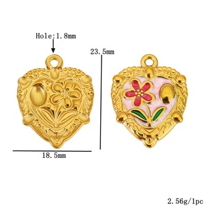 Colgante de acero inoxidable con forma mixta, diseño de flor pintada al óleo, accesorios de joyería para la fabricación de pulseras - Product Image 2