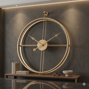 Modern Gold Plated Round <b>Wall</b> <b>Clock</b> Quartz Analog <b>Oversized</b> Design for Living Room Hanging Style - Product Image 4
